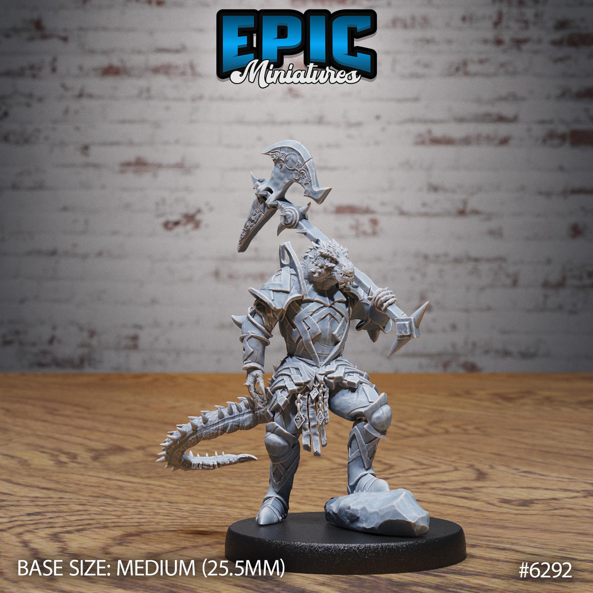 Half-Dragon Warrior Option #6292 front DND miniature Beastly Champions 16k resin