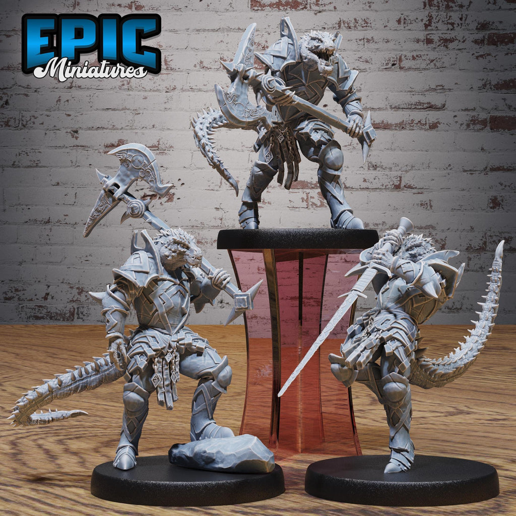 Half-Dragon Warrior Set of 3 DND miniatures group photo Beastly Champions
