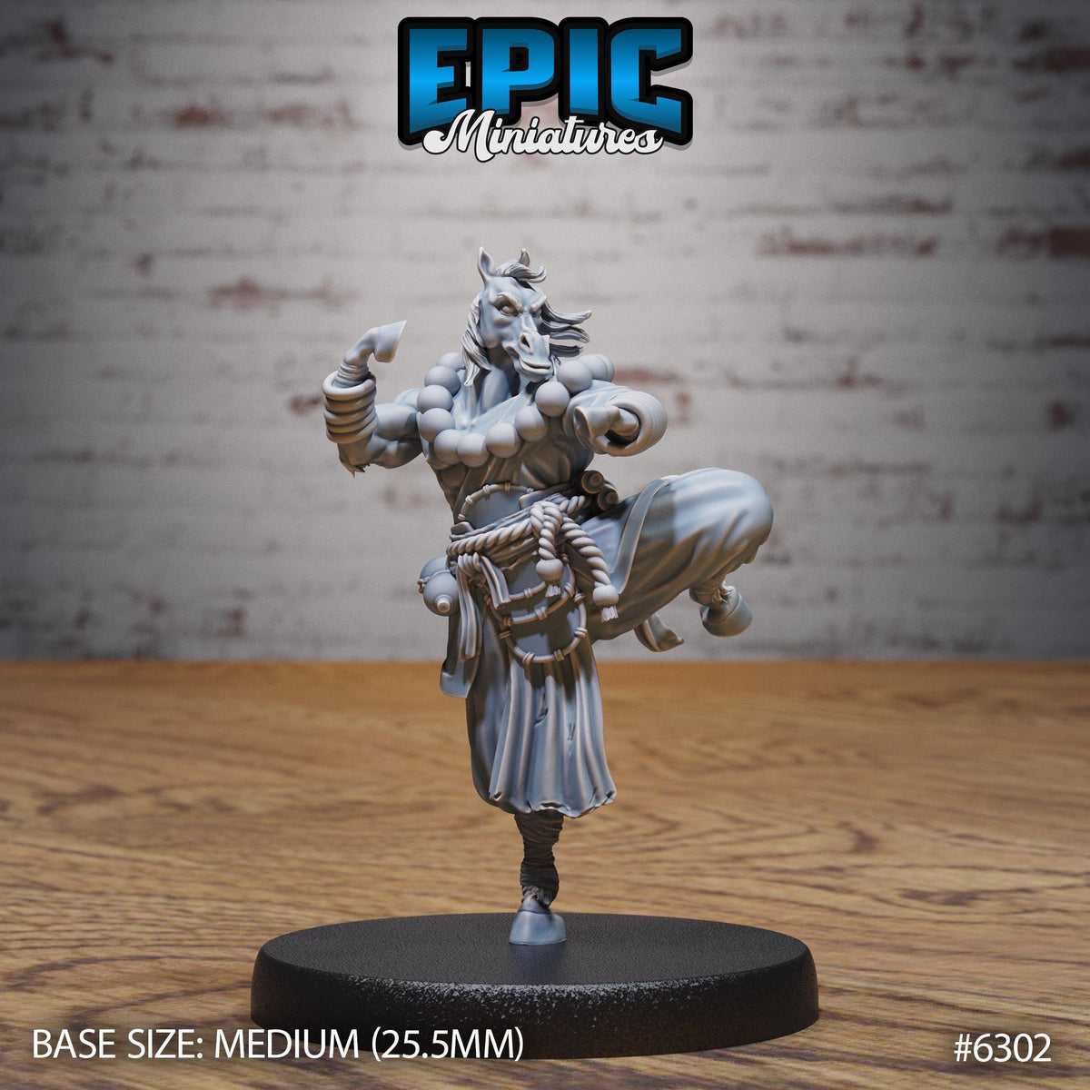 Horsefolk Monk Option #6302 front DND miniature Beastly Champions 16k resin