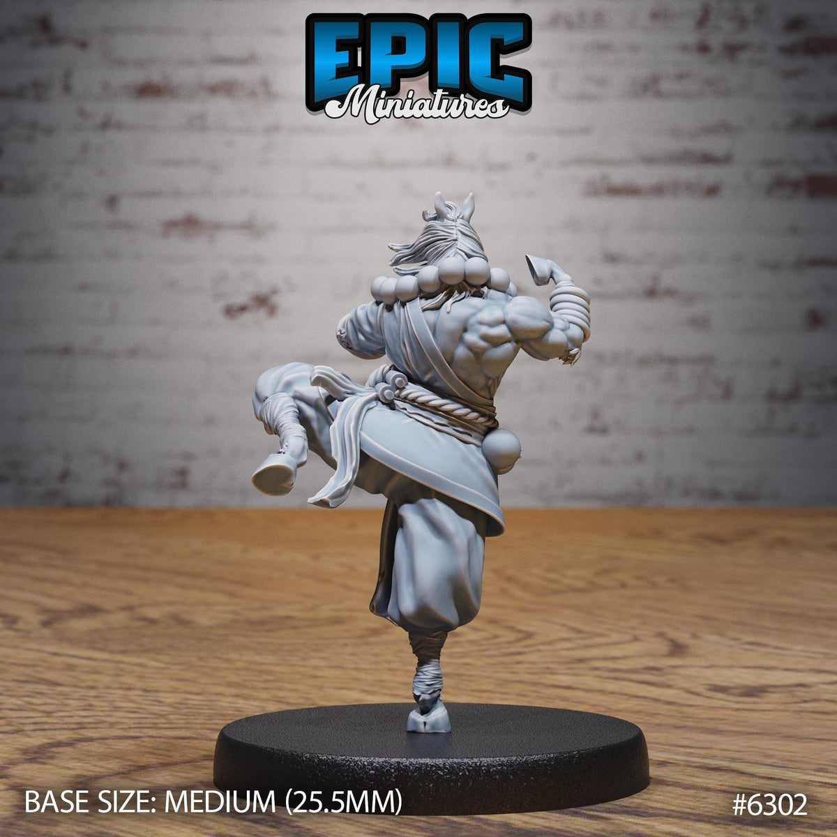 Horsefolk Monk Option #6302 back DND miniature Beastly Champions 16k resin