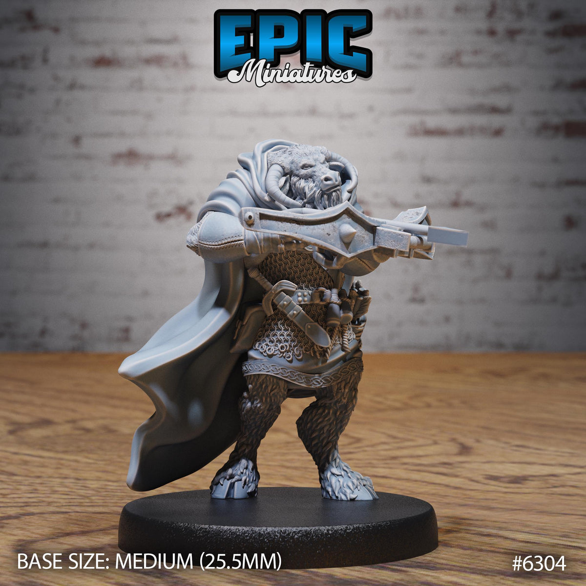 Minotaur Adventurer Option #6304 front DND miniature Beastly Champions 16k resin