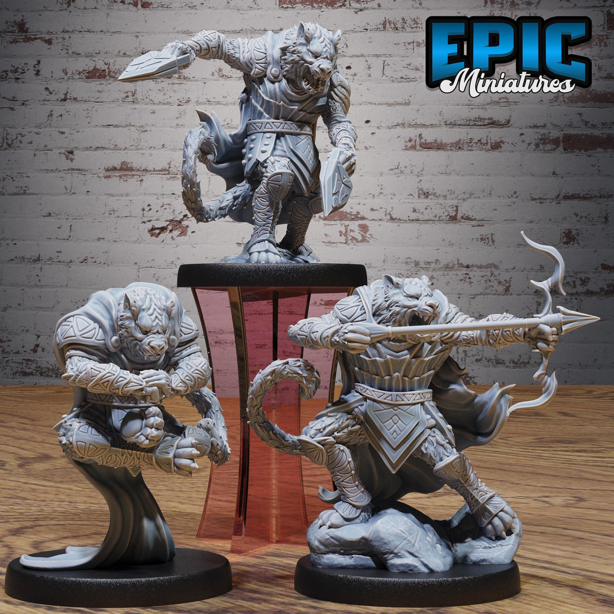 Were-Tiger Set of 3 DND miniatures group photo Beastly Champions