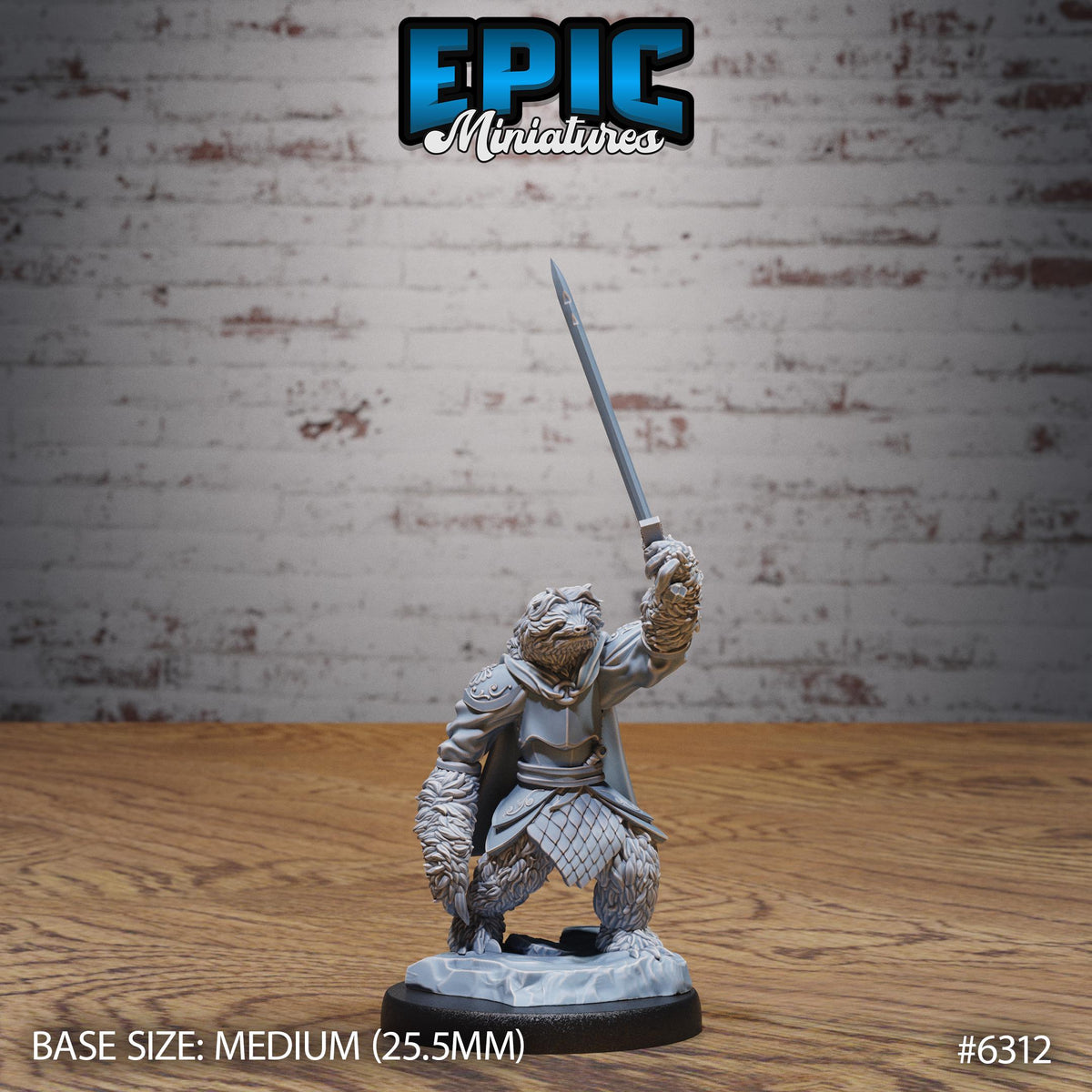 Sloth Paladin Option #6312 front DND miniature Beastly Champions 16k resin