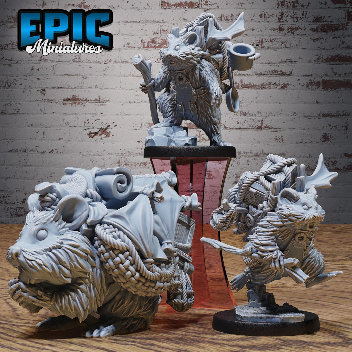 Adventurer Hamster Set of 3 DND miniatures group photo Beastly Champions
