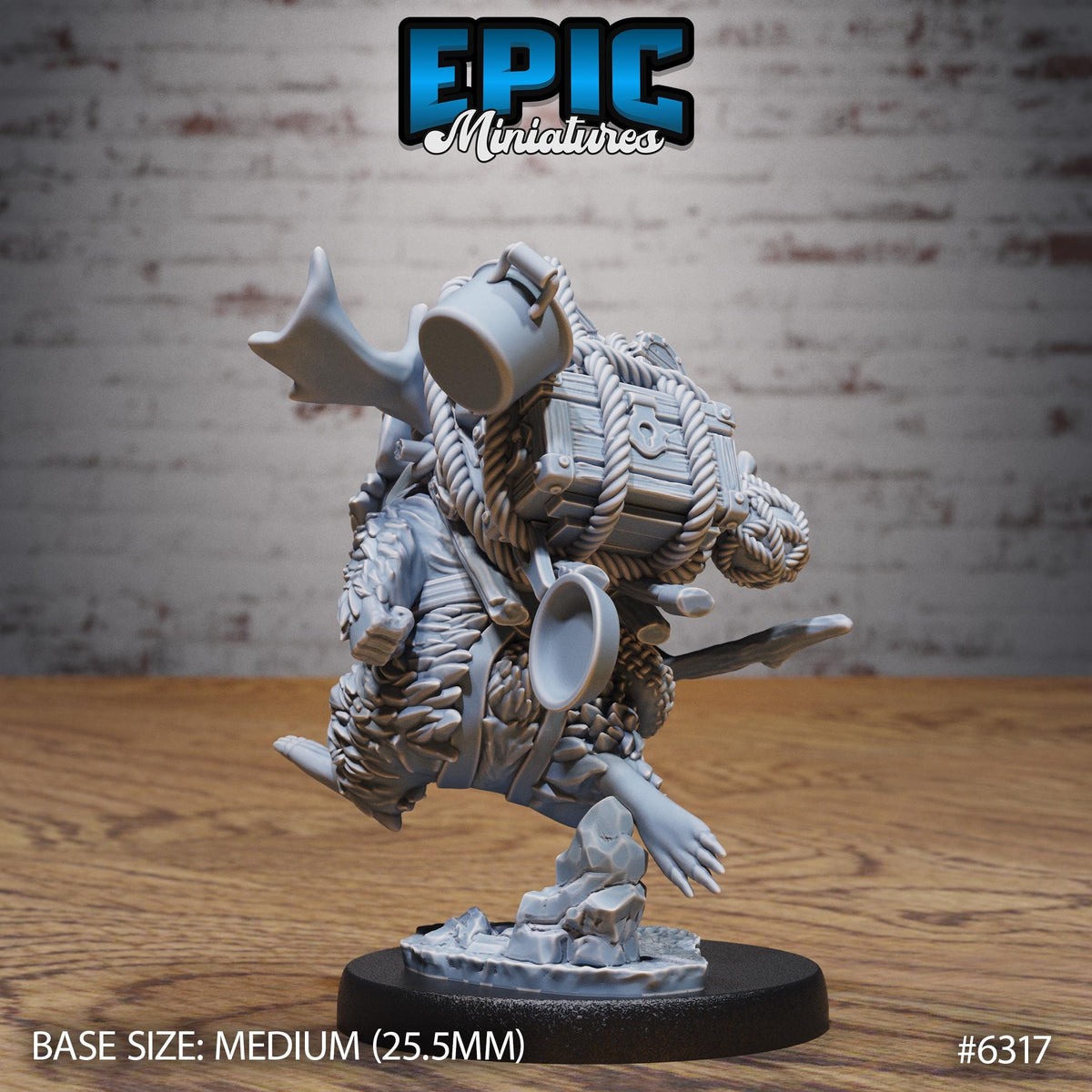 Adventurer Hamster Option #6317 back DND miniature Beastly Champions 16k resin