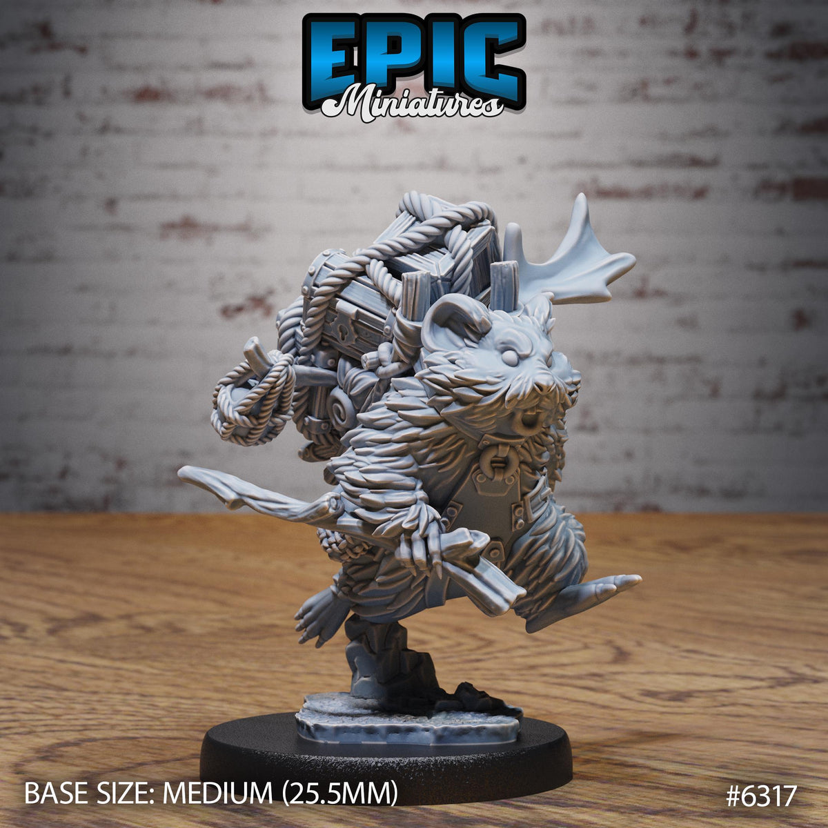 Adventurer Hamster Option #6317 front DND miniature Beastly Champions 16k resin