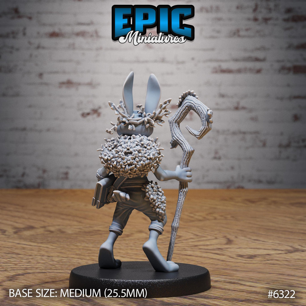 Rabbit Folk Druid Option #6322 back DND miniature Beastly Champions 16k resin