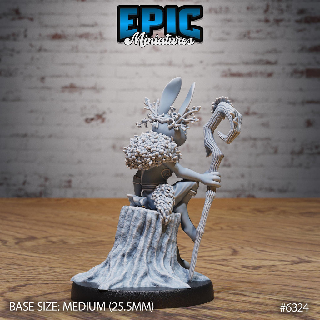 Rabbit Folk Druid Option #6324 back DND miniature Beastly Champions 16k resin