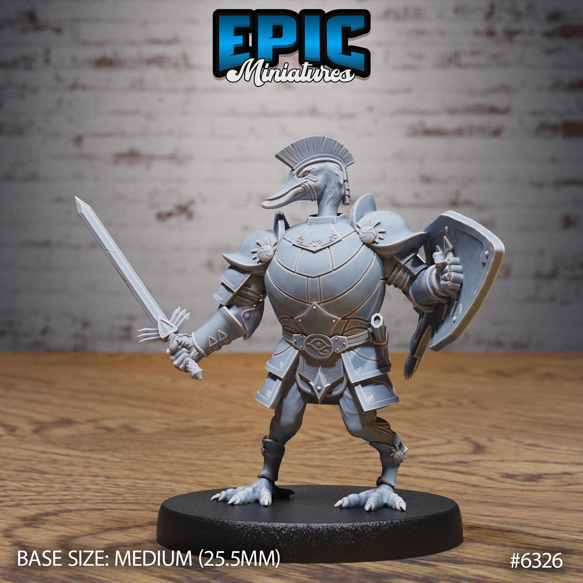 Swan Paladin Option #6326 front DND miniature Beastly Champions 16k resin