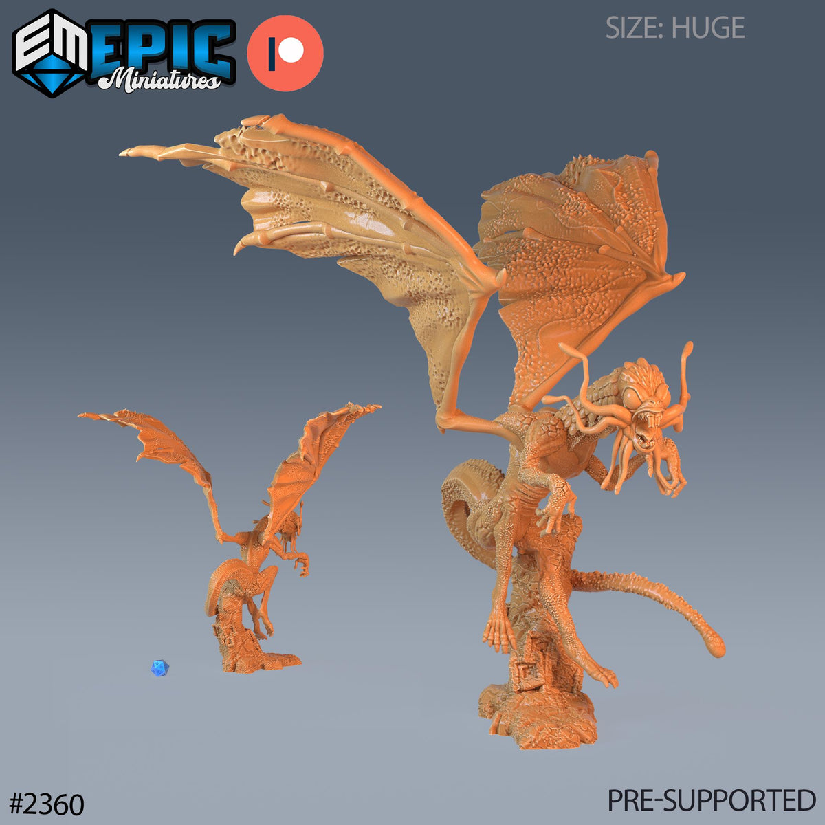 Jabberwock Dragon Option #2360 front DND miniature Forest of Wonders 16k resin