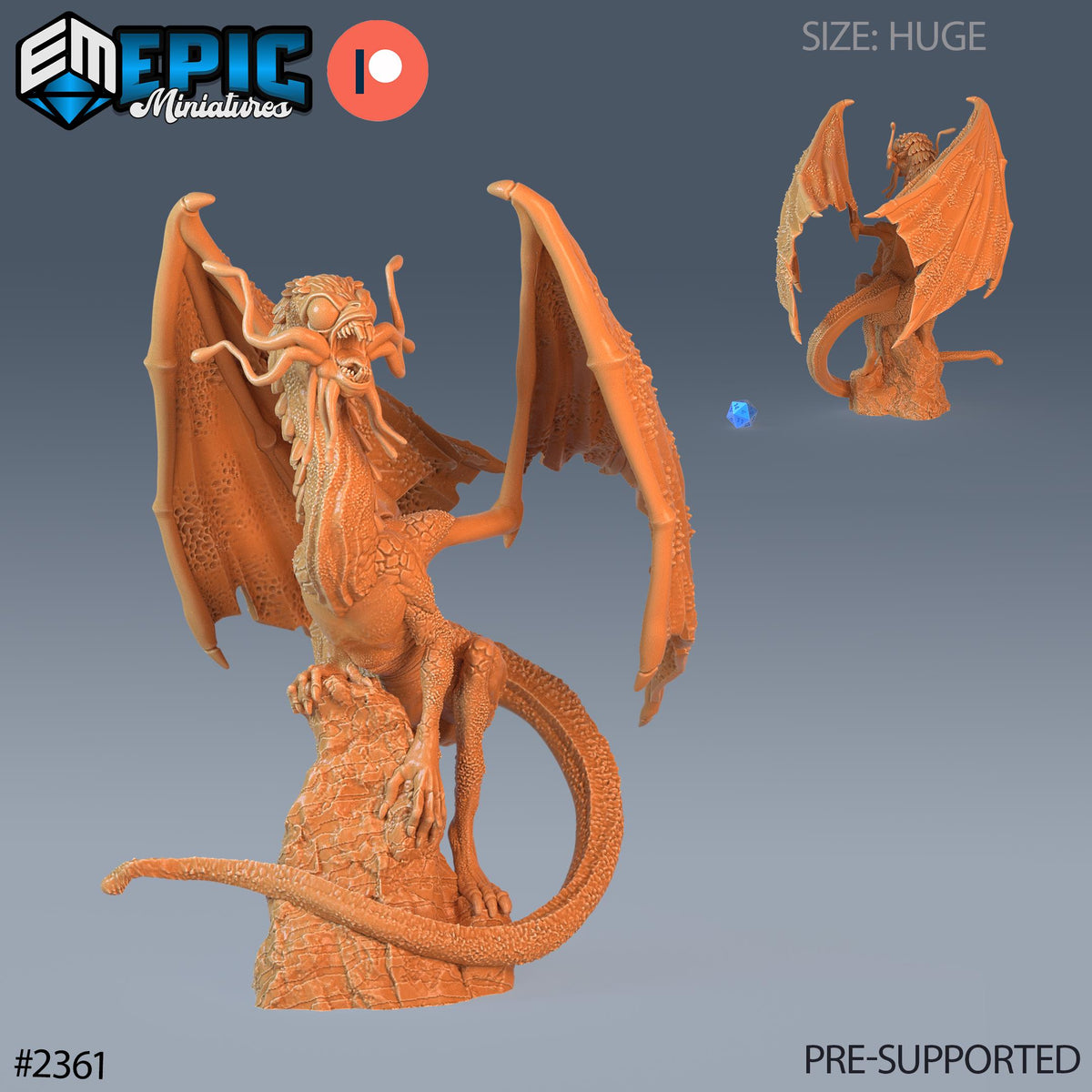 Jabberwock Dragon Option #2361 front DND miniature Forest of Wonders 16k resin