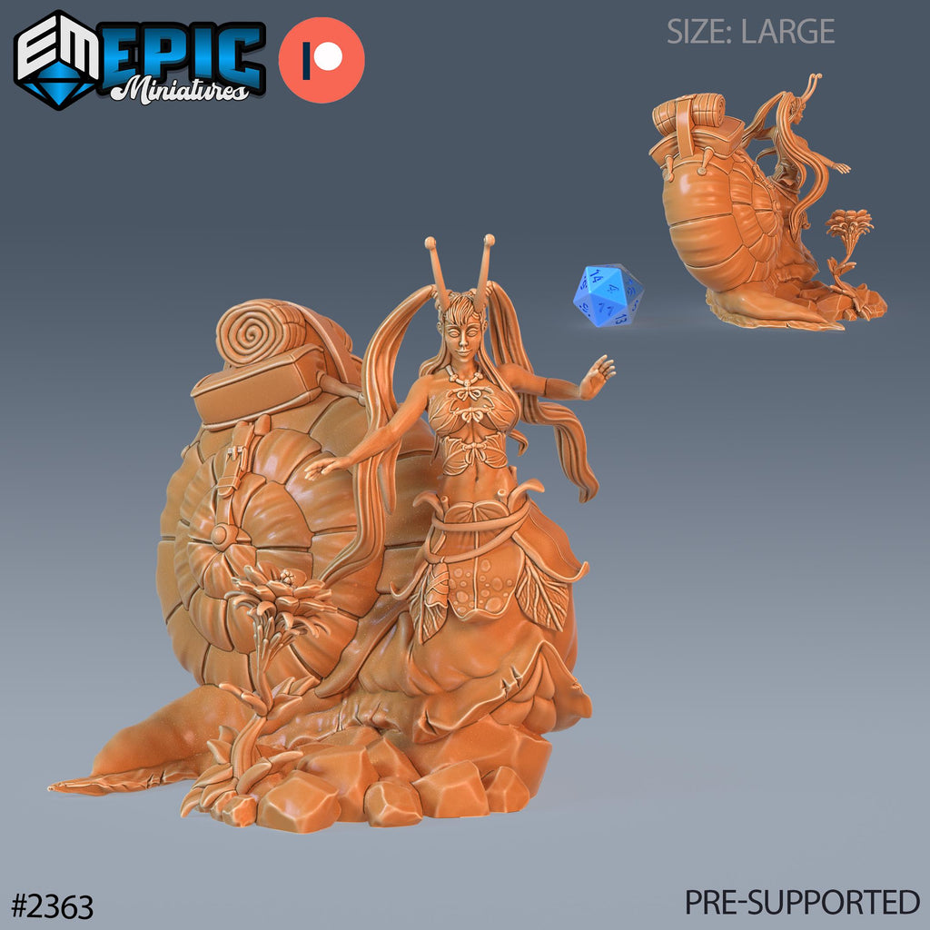 Snail Girl Option #2363 front DND miniature Forest of Wonders 16k resin