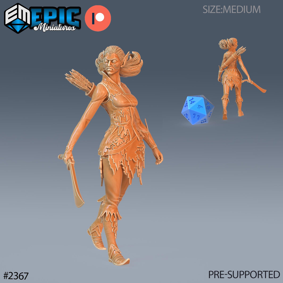 Fey Elf Autumn Option #2367 front DND miniature Forest of Wonders 16k resin