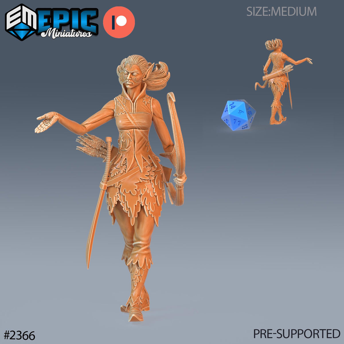 Fey Elf Autumn Option #2366 front DND miniature Forest of Wonders 16k resin