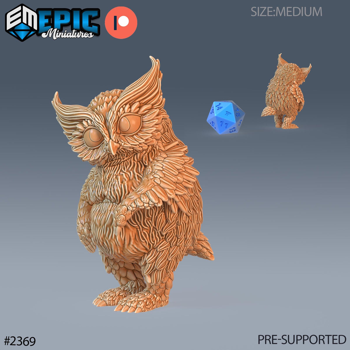 Owlbear Baby Option #2369 front DND miniature Forest of Wonders 16k resin