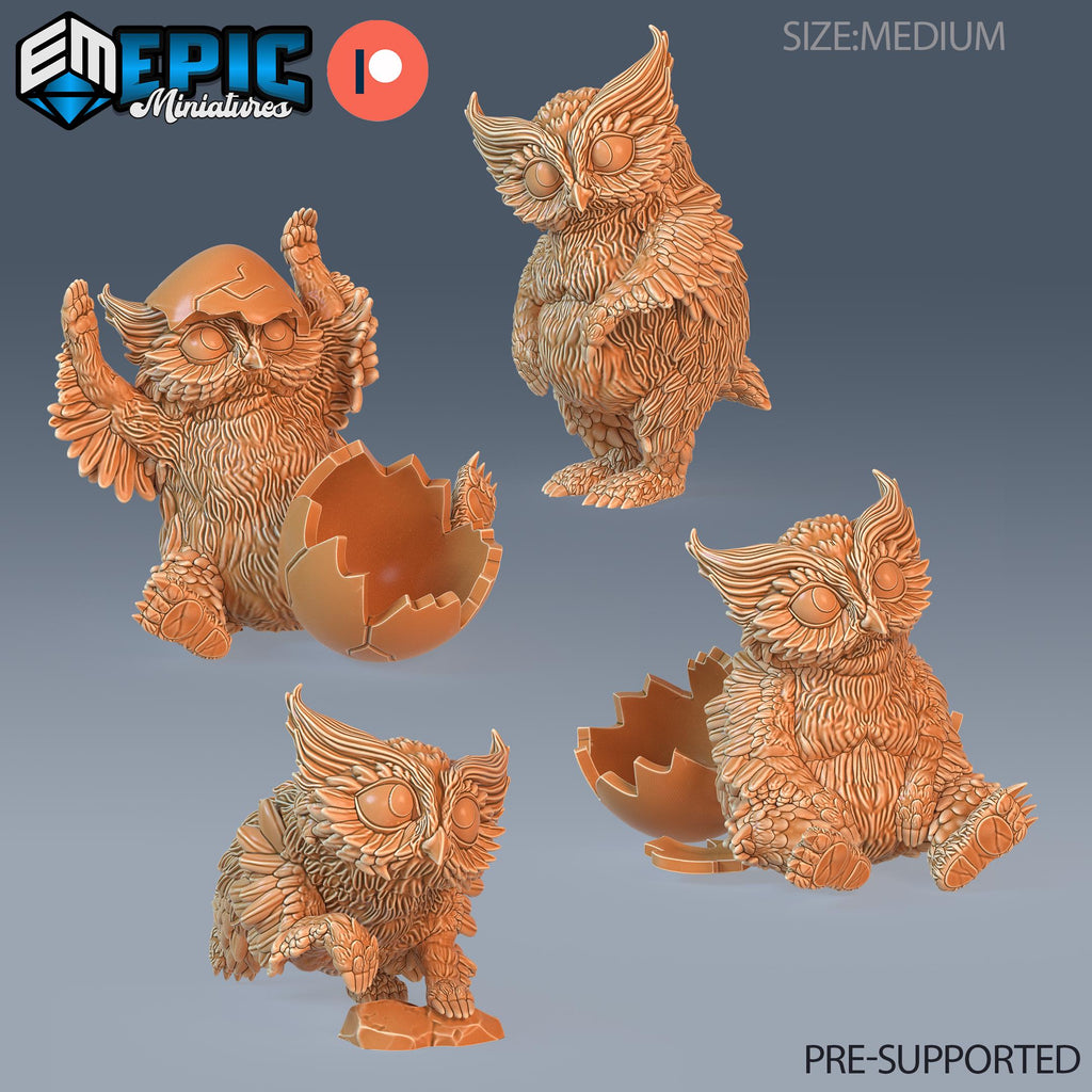 Owlbear Baby Set of 4 DND miniatures group photo Forest of Wonders