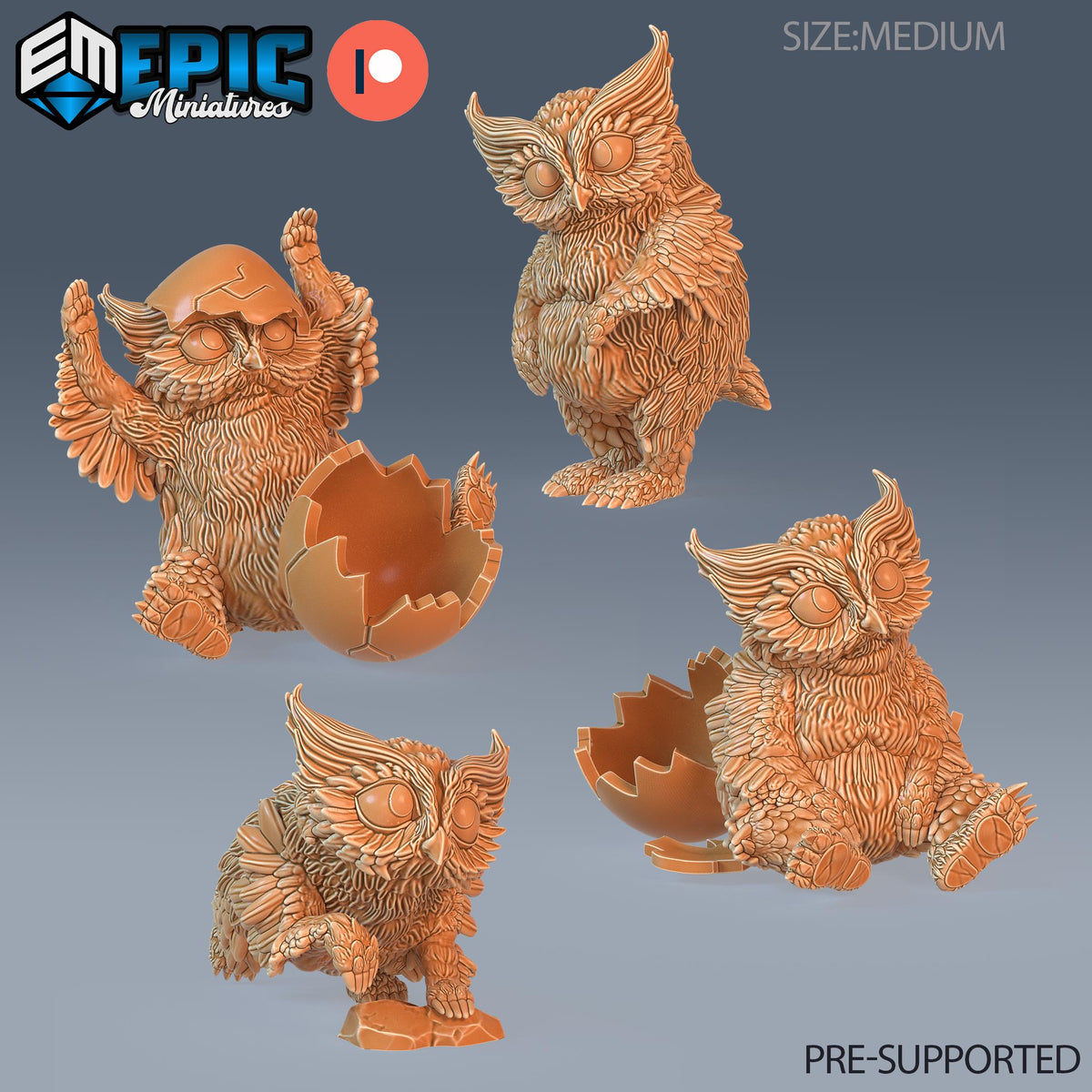 Owlbear Baby Set of 4 DND miniatures group photo Forest of Wonders