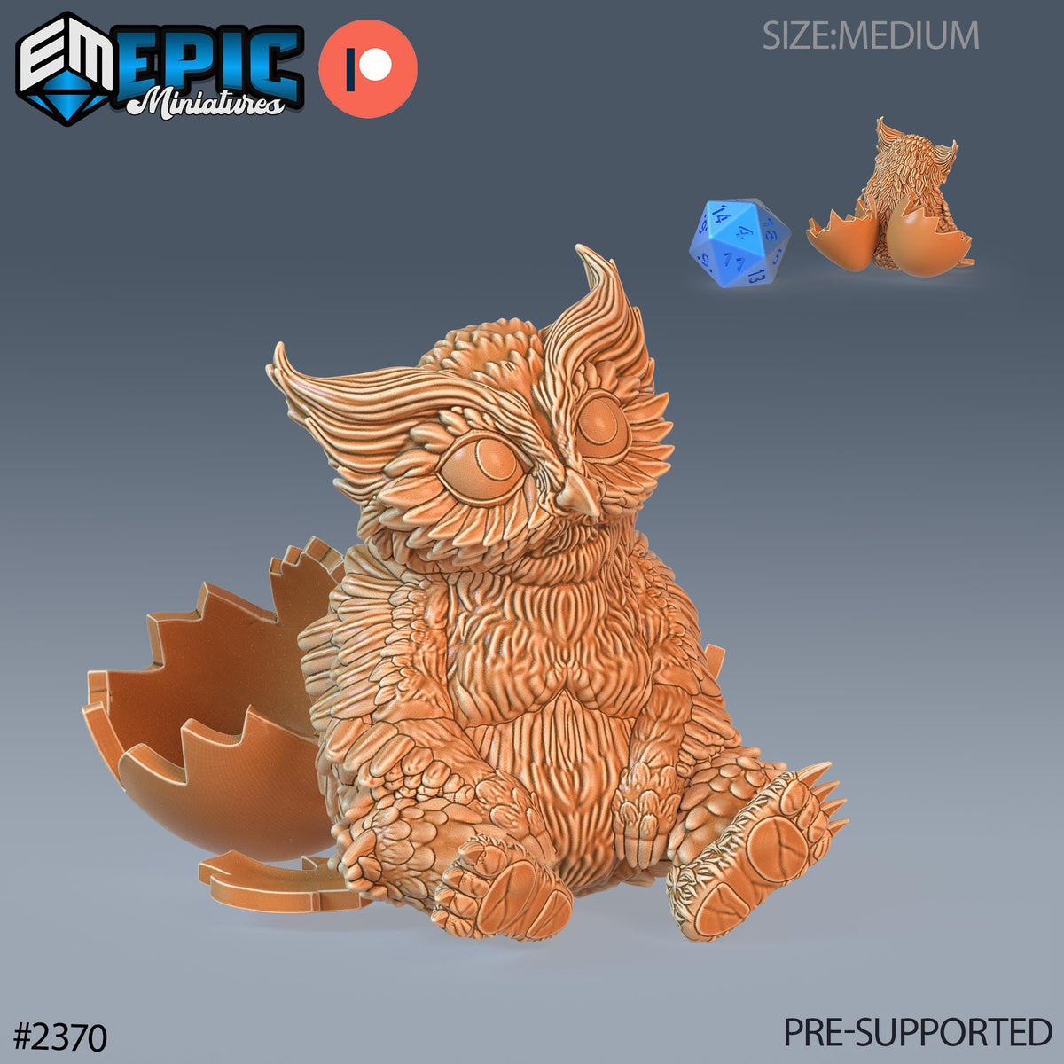 Owlbear Baby Option #2370 front DND miniature Forest of Wonders 16k resin