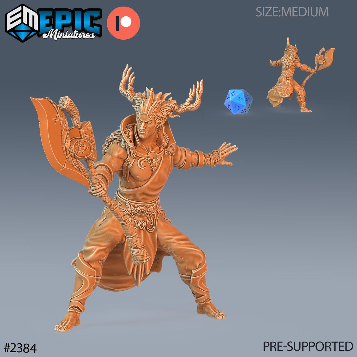 Archdruid Option #2384 front DND miniature Forest of Wonders 16k resin