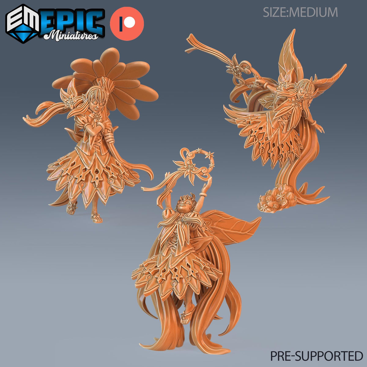 Flower Pixie Set of 3 DND miniatures group photo Forest of Wonders