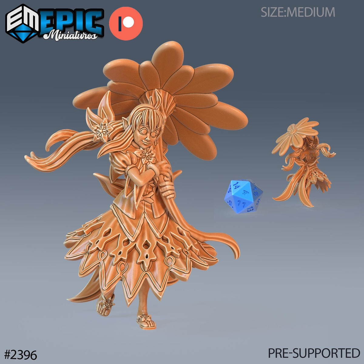 Flower Pixie Option #2396 front DND miniature Forest of Wonders 16k resin