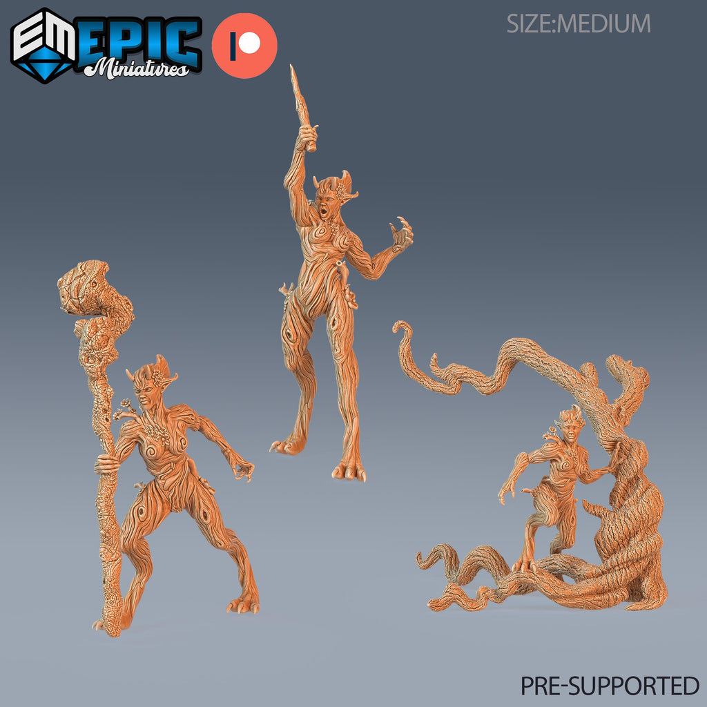 Wood Dryad Set of 3 DND miniatures group photo Forest of Wonders