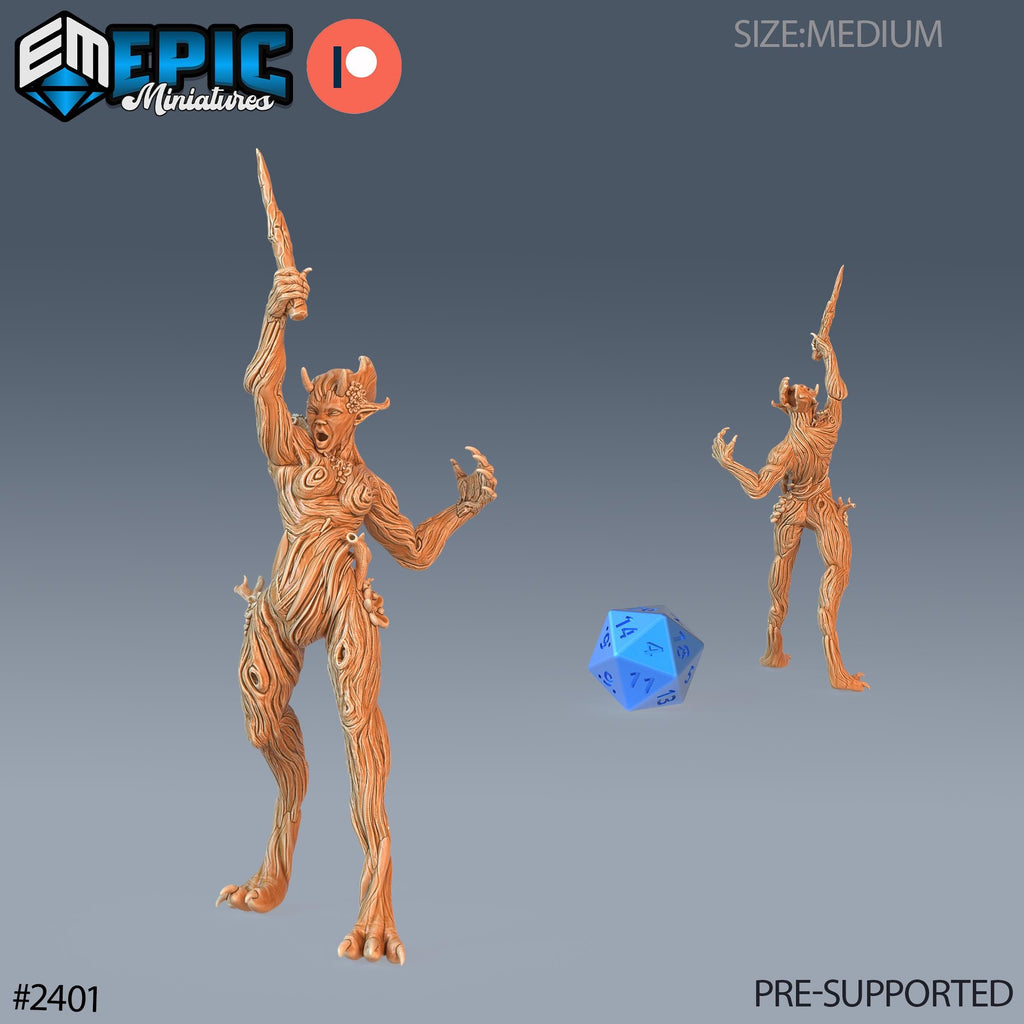 Wood Dryad Option #2401 front DND miniature Forest of Wonders 16k resin