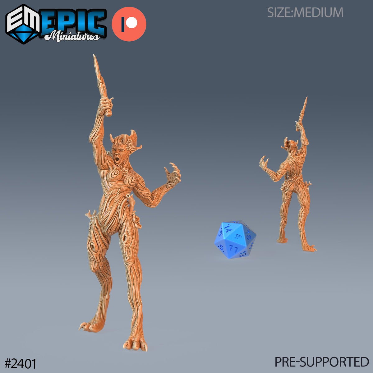 Wood Dryad Option #2401 front DND miniature Forest of Wonders 16k resin