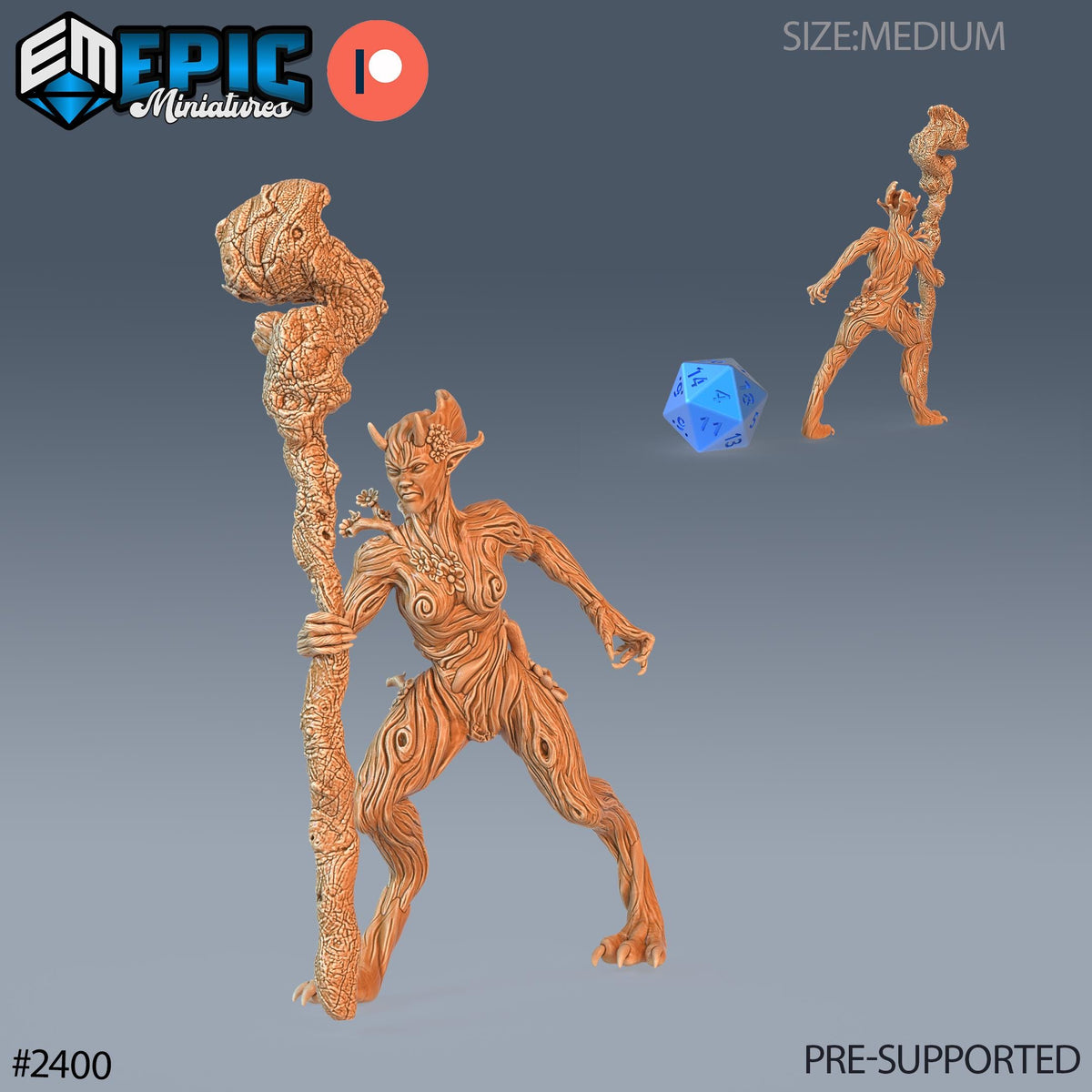 Wood Dryad Option #2400 front DND miniature Forest of Wonders 16k resin