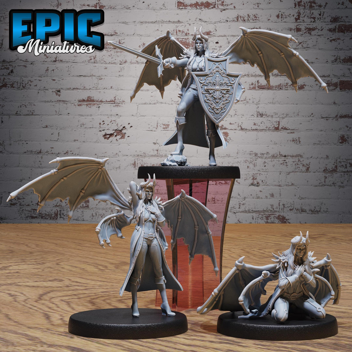 Fallen Angel Set of 3 DND miniatures group photo Devil Empire