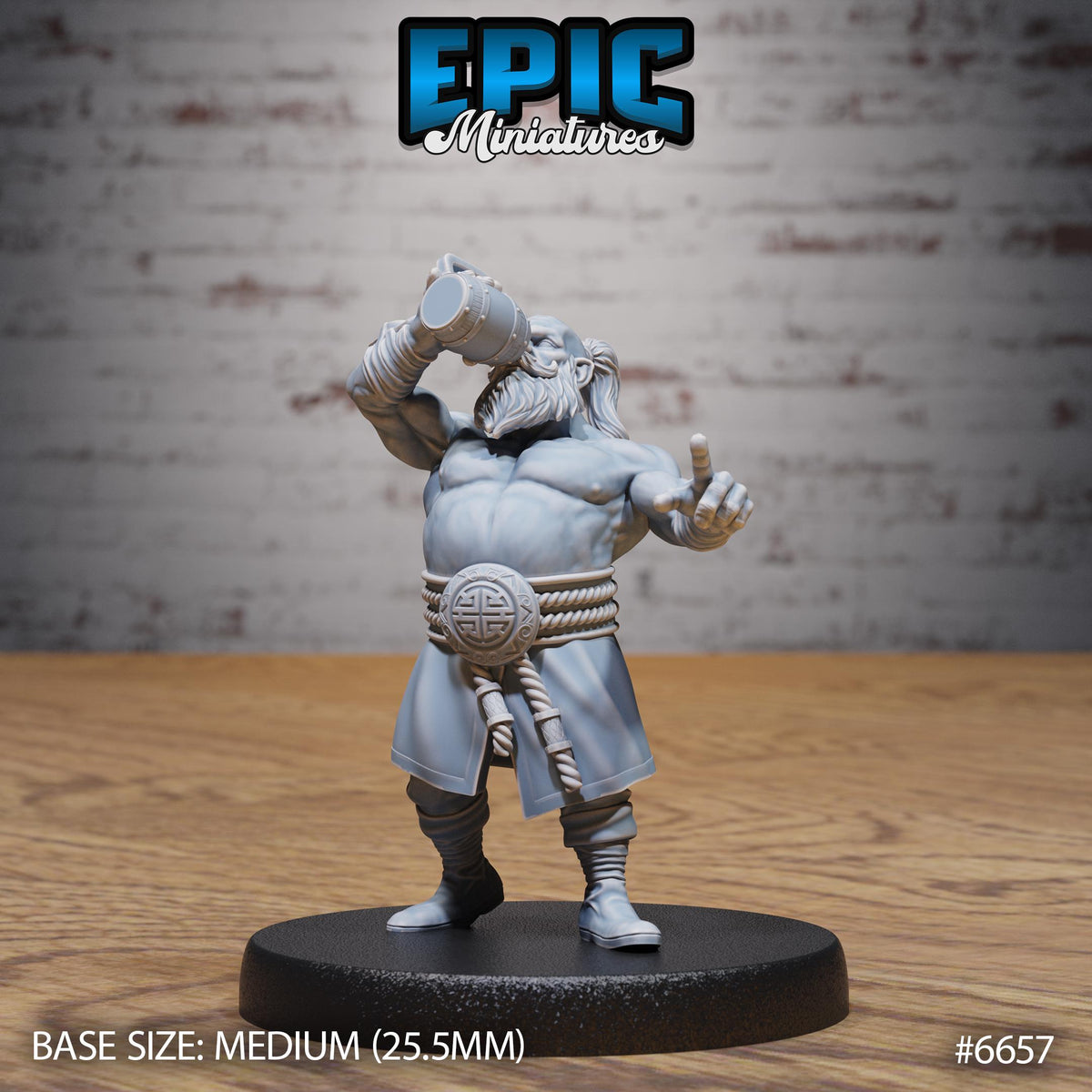 Dwarf Monk Option #6657 front DND miniature Secretive East 16k resin