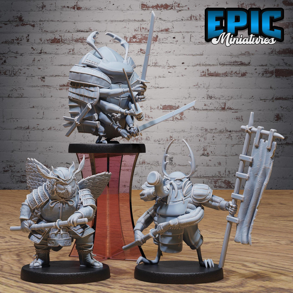Beetle Moth Insect Samurai Set of 3 DND miniatures group photo Secretive East