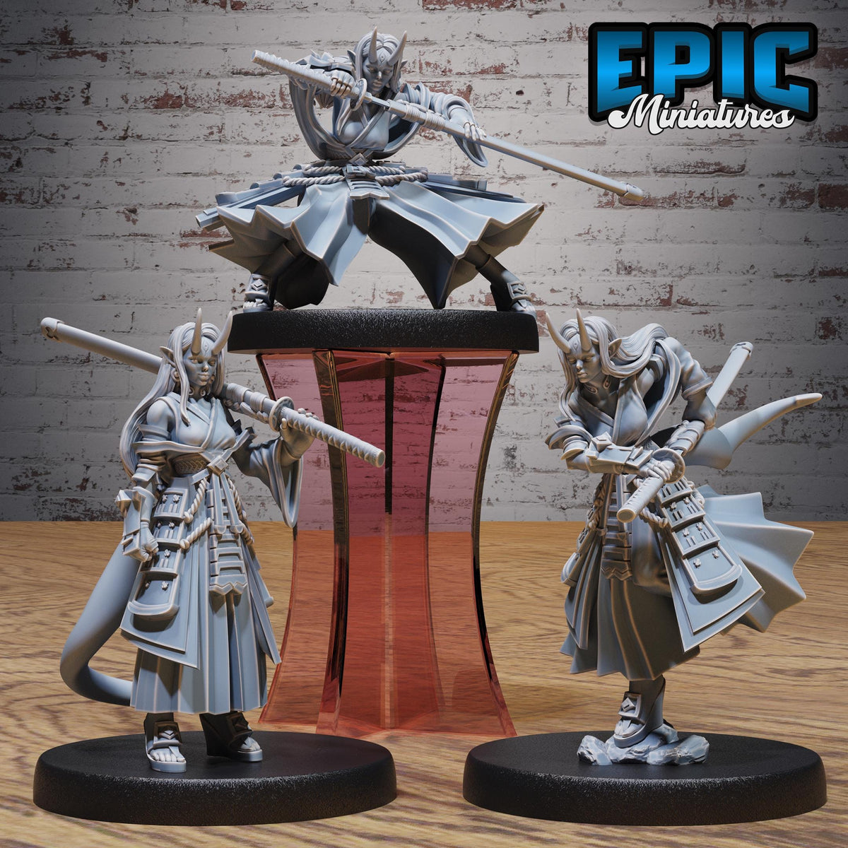 Mysterious Oni Girl Set of 3 DND miniatures group photo Secretive East
