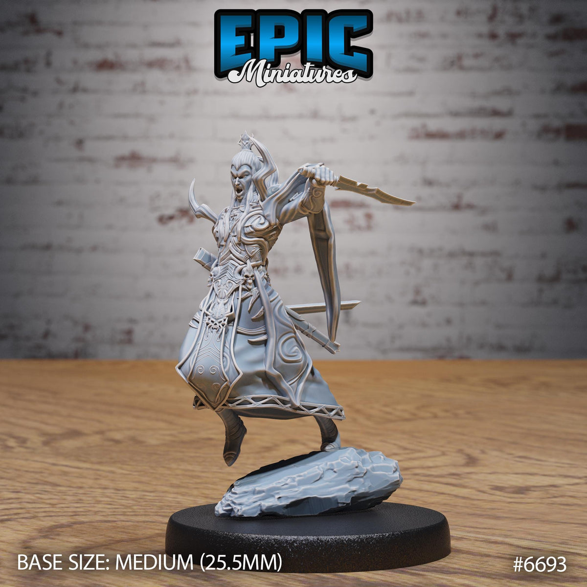 Dark Elf Emperor Option #6693 front DND miniature Secretive East 16k resin