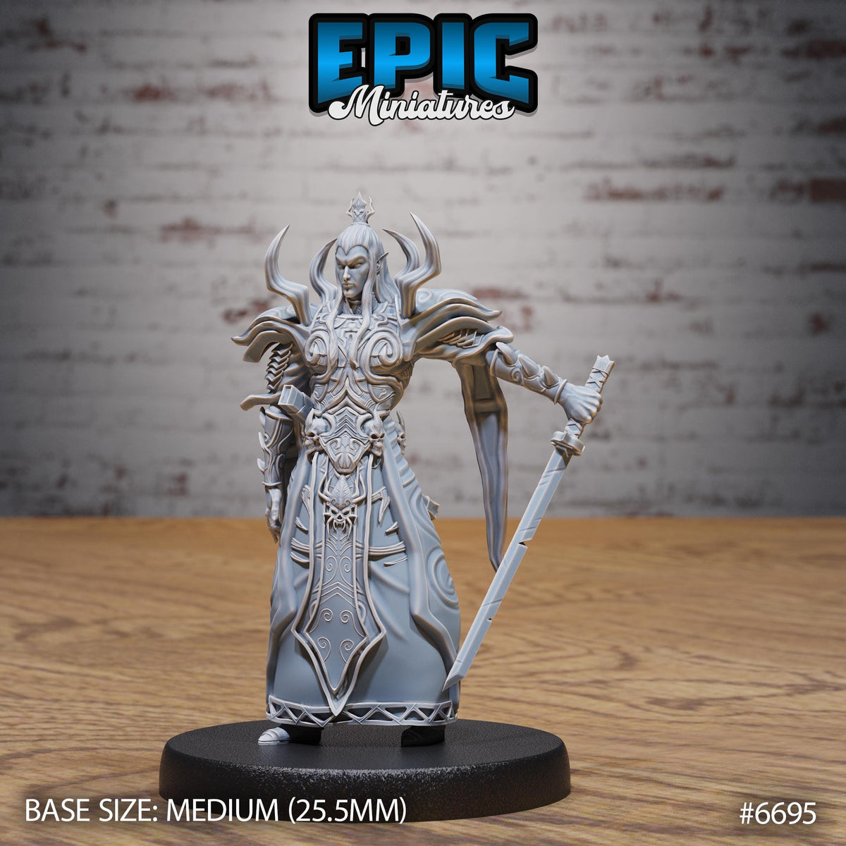 Dark Elf Emperor Option #6695 front DND miniature Secretive East 16k resin