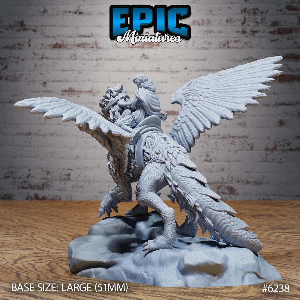 Noble Griffin Sets of 3 Option 2 Mounted front DND miniature Heavenly Battle 16k resin
