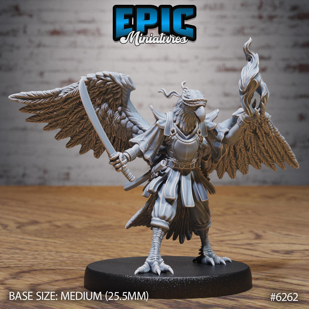 Hawk Folk Option 1 Blindfold back DND miniature Heavenly Battle 16k resin