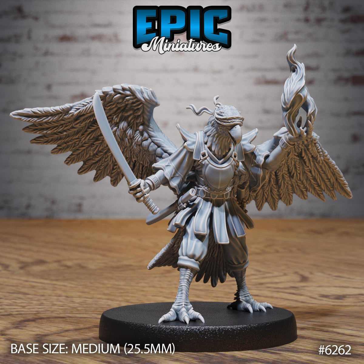 Hawk Folk Option 1 Blindfold back DND miniature Heavenly Battle 16k resin
