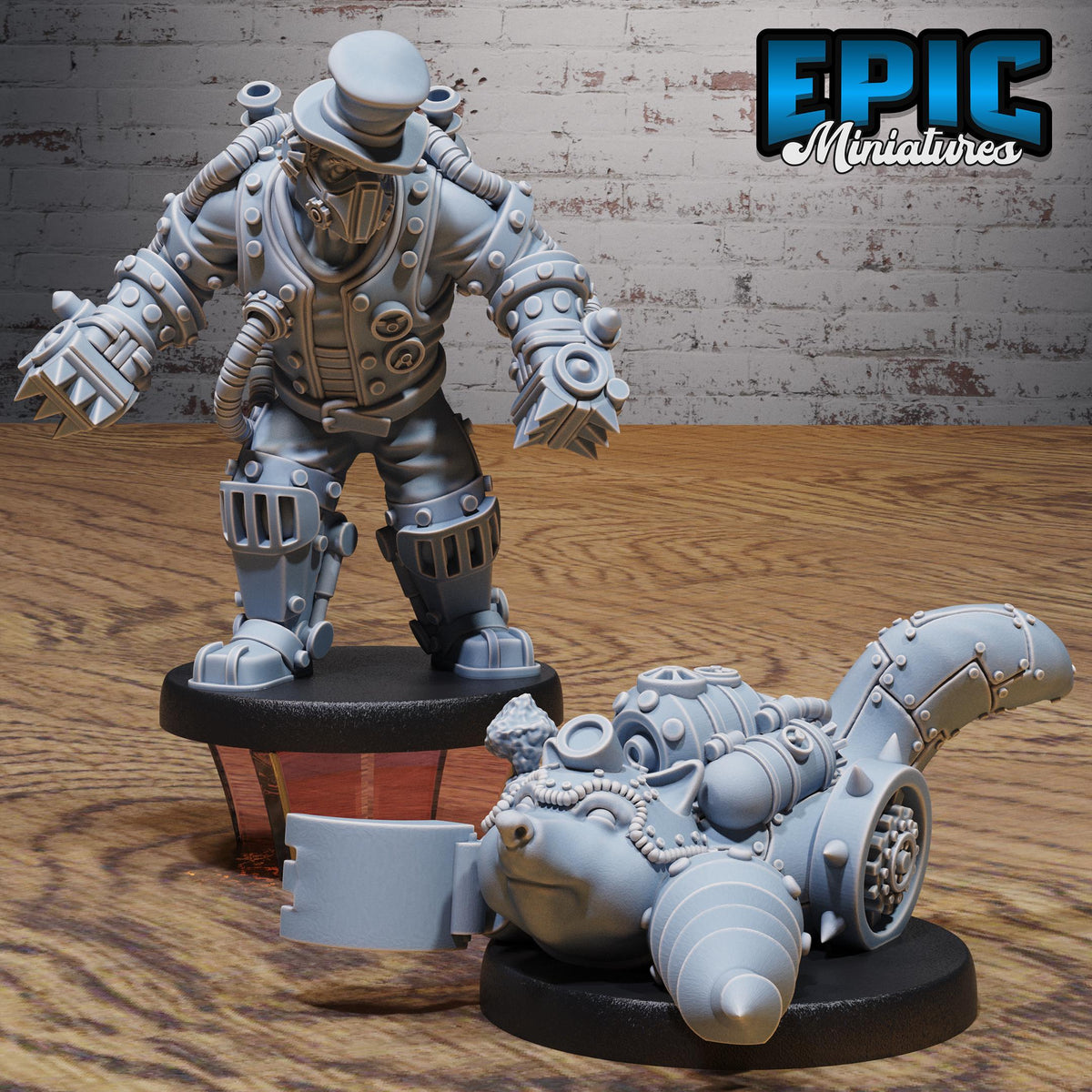 Mecha Powersuit Set of 2 DND miniatures group photo Construct Laboratory