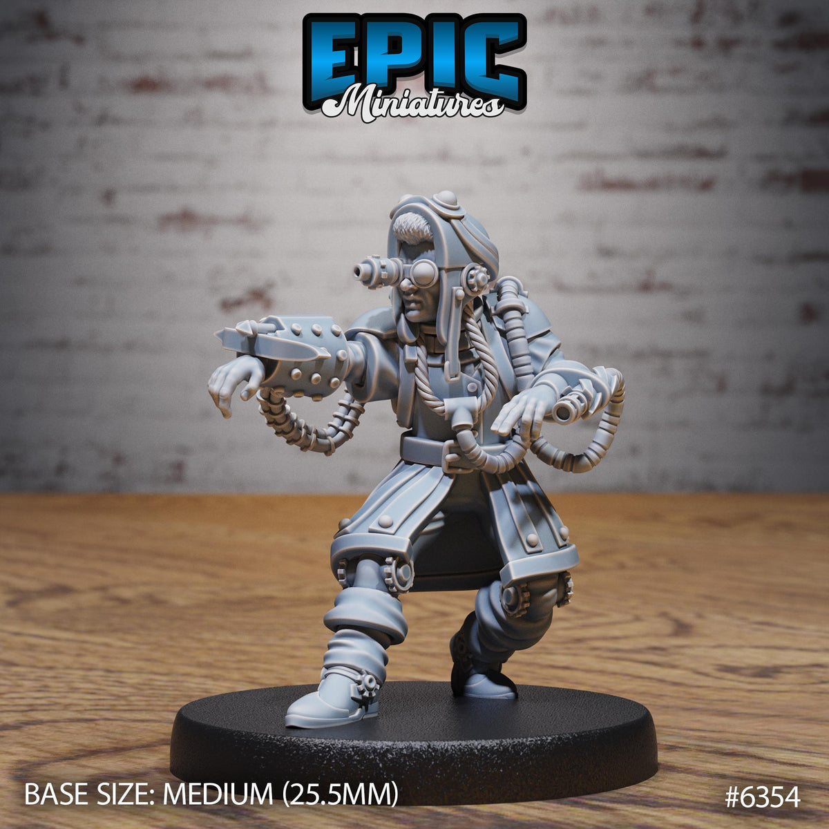 Steampunk Citizen Enhanced Shooter front DND miniature Construct Laboratory 16k resin