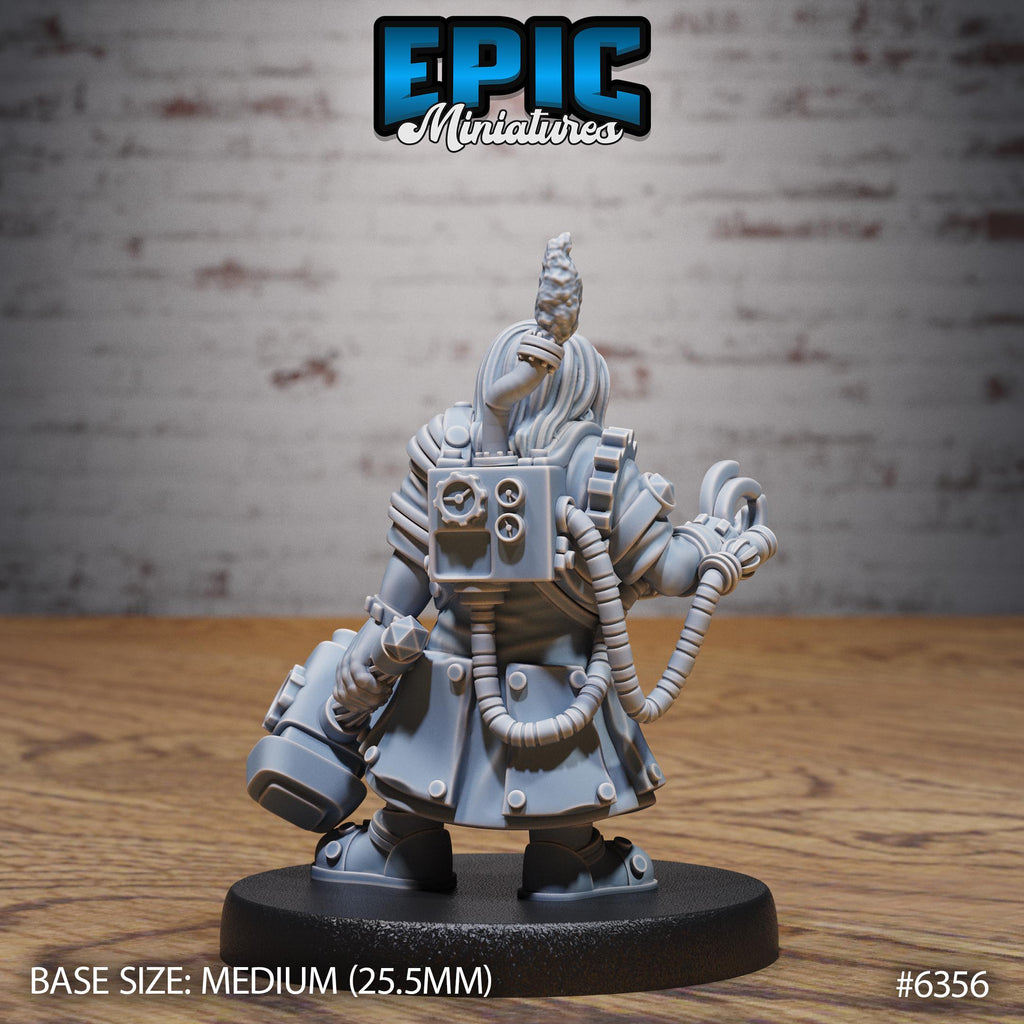 Steampunk Citizen Inventor Dwarf back DND miniature Construct Laboratory 16k resin