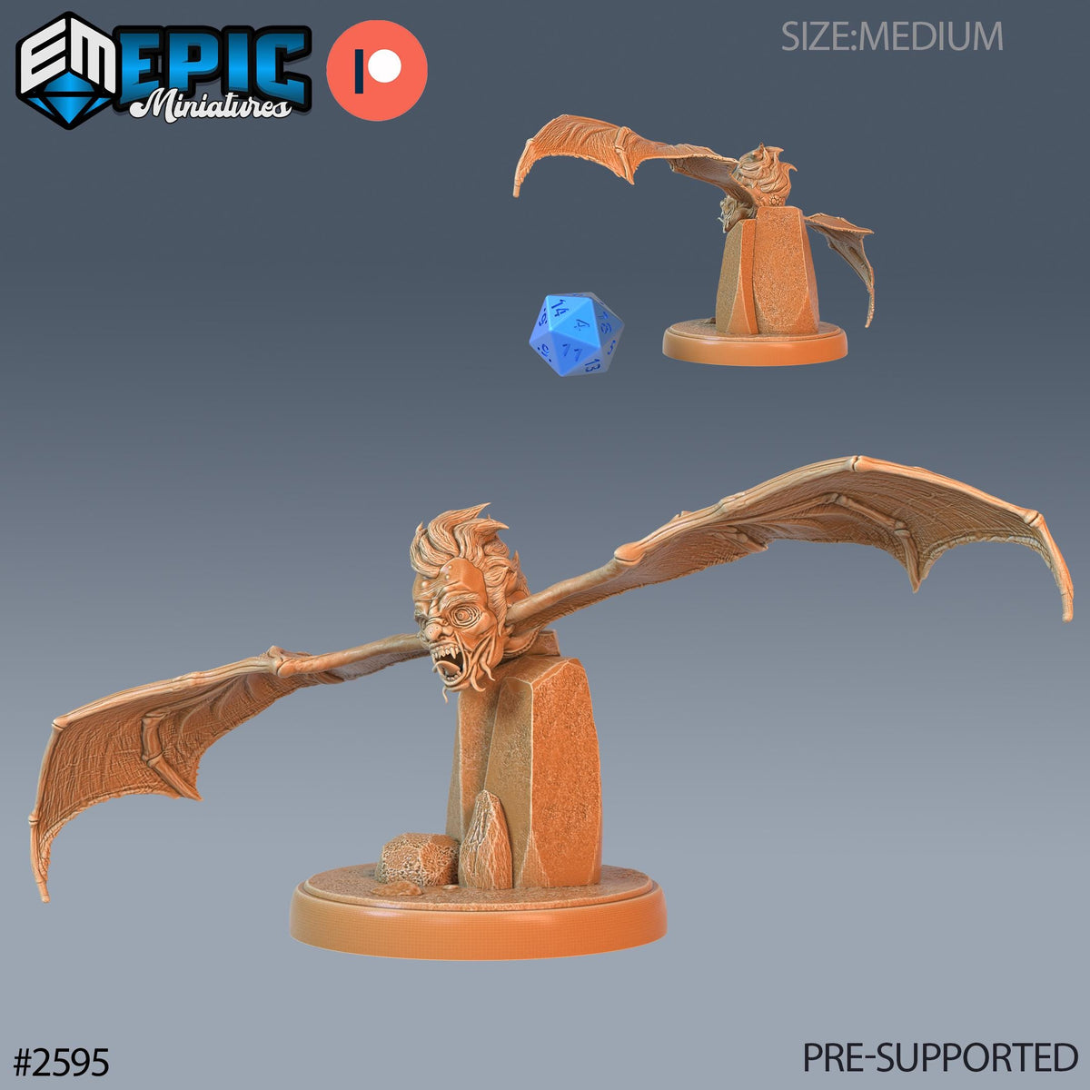 Flying Head Hungry #1 front DND miniature Vampires Curse 16k resin