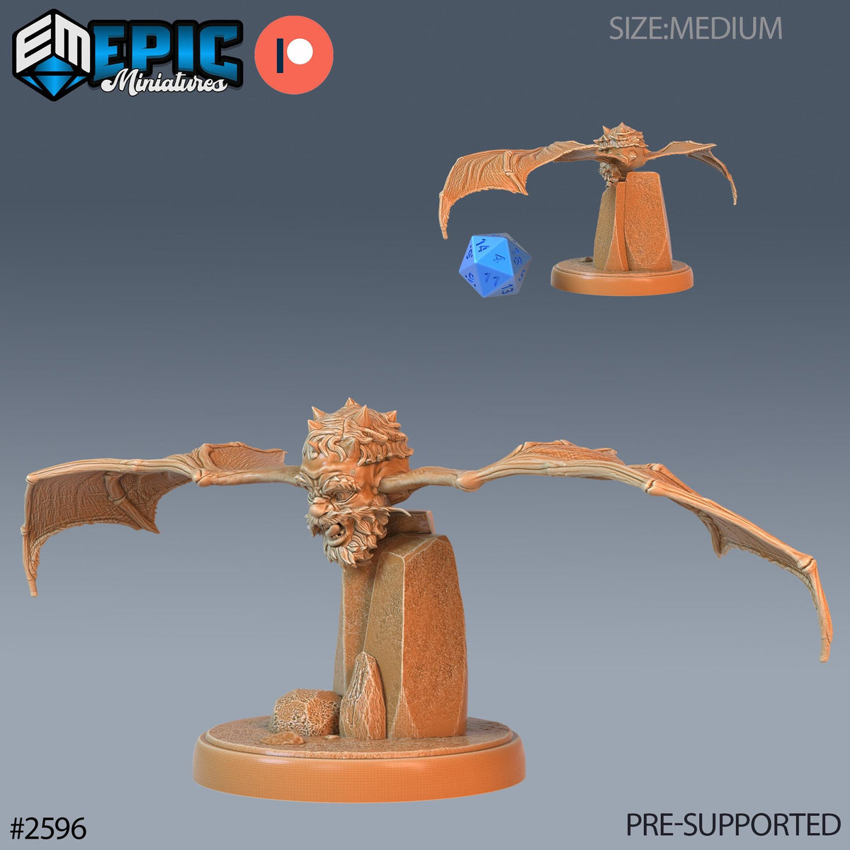 Flying Head Crazy #1 front DND miniature Vampires Curse 16k resin