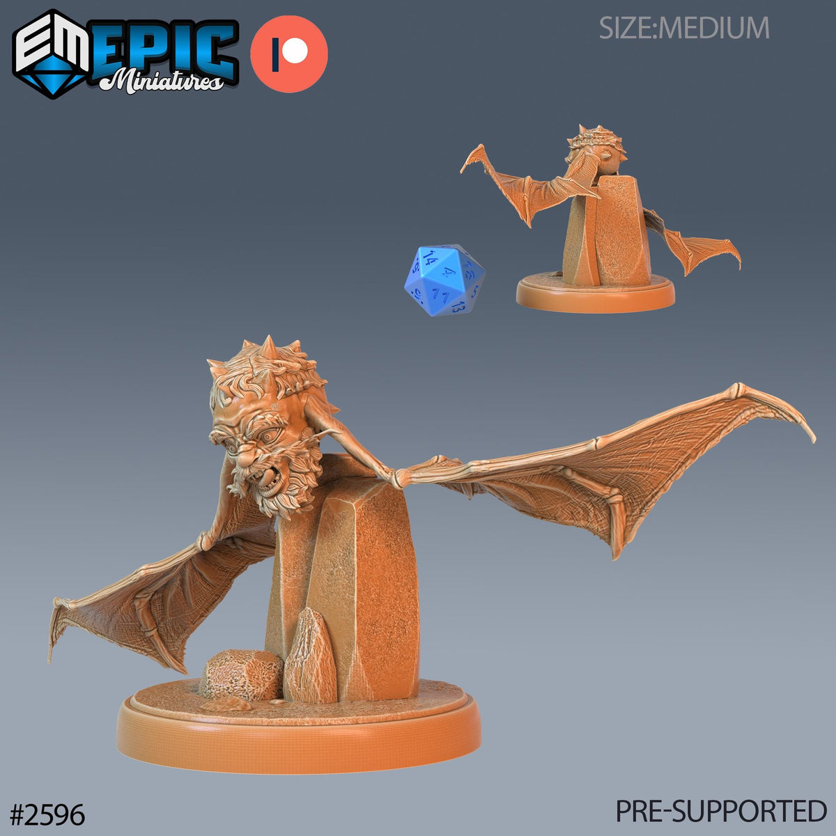 Flying Head Crazy #2 front DND miniature Vampires Curse 16k resin