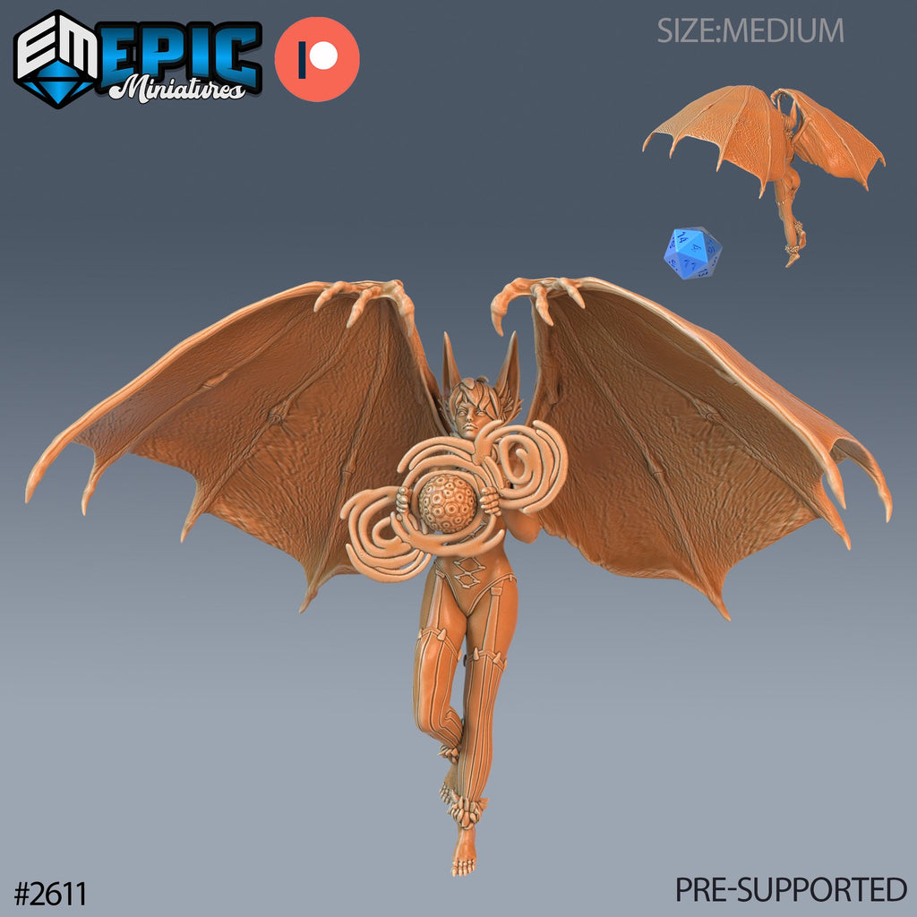 Bat Succubus Option #2611 front DND miniature Vampires Curse 16k resin