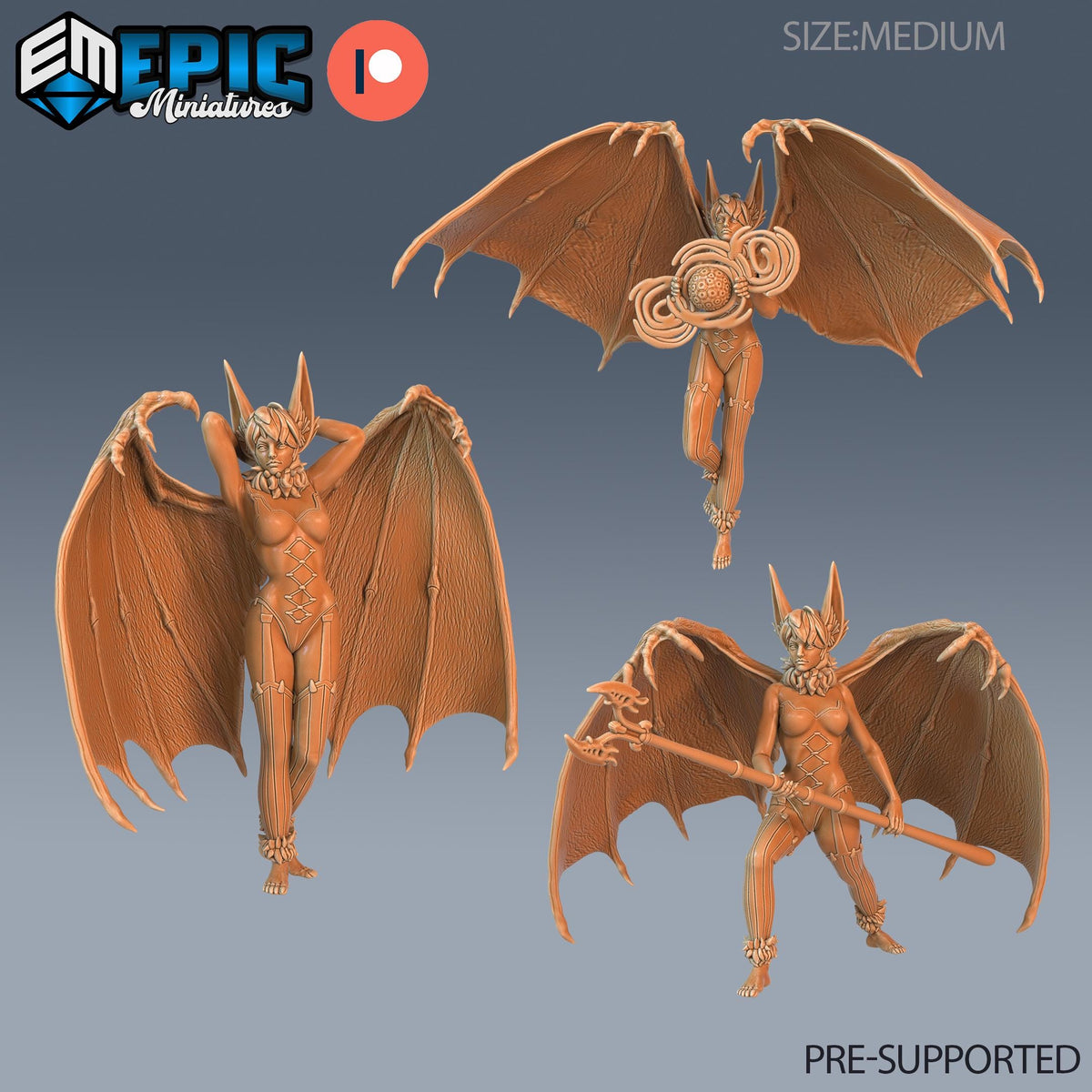 Bat Succubus Set of 3 DND miniatures group photo Vampires Curse