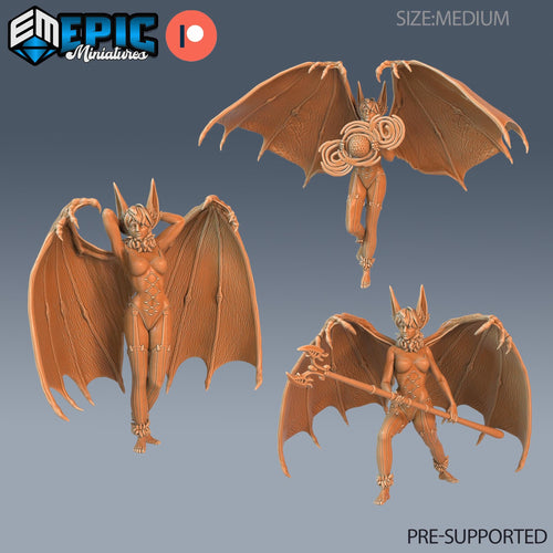 Bat Succubus Set of 3 DND miniatures group photo Vampires Curse