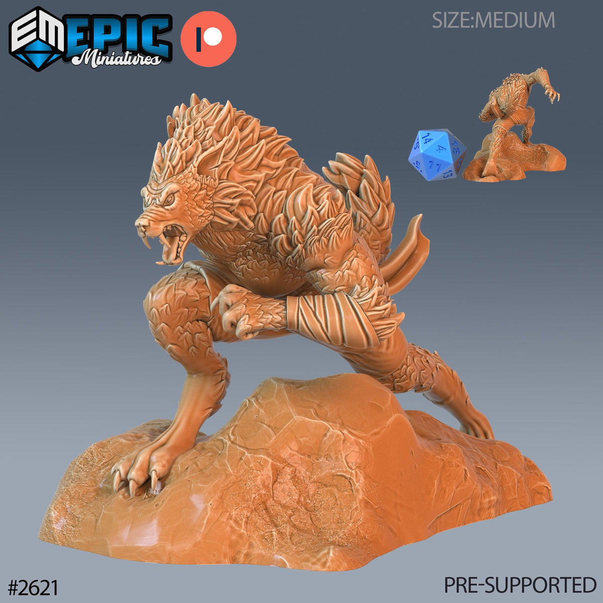 Cursed Werewolf Option #2621 front DND miniature Vampires Curse 16k resin