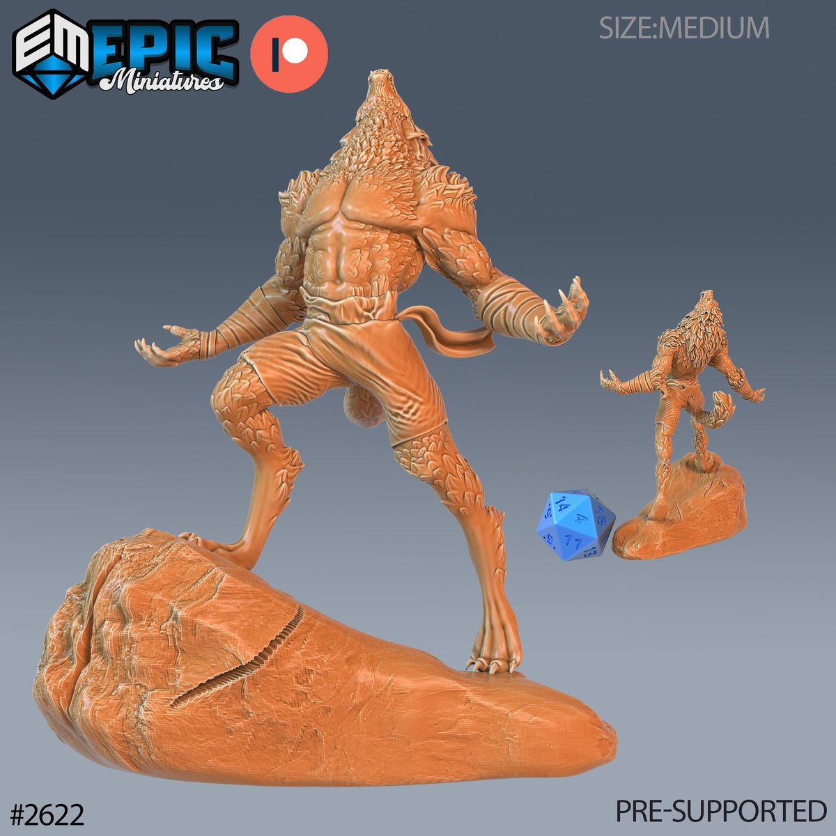 Cursed Werewolf Option #2622 front DND miniature Vampires Curse 16k resin