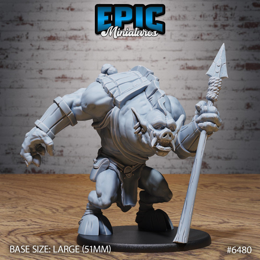 Pig Ogre Option #6480 front DND miniature Goblin Camp 16k resin